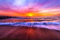 Sunset Ocean Bird Flying Inspirational Sun Rays Royalty Free Stock Photo