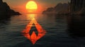 Sunset Ocean, Fiery Reflection Royalty Free Stock Photo