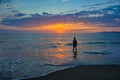 Sunset Ocean Man Royalty Free Stock Photo