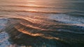 Sunset ocean reflecting sun closeup. Marine sunrise in calm morning sea surface Royalty Free Stock Photo