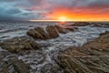 Sunset Ocean Rugged Beach BeautifulSeascape Landscape Sunrise Sea Rocks Island Scenic Royalty Free Stock Photo