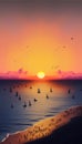 Sunset Ocean Scene, Made with Generative AI