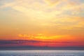 Sunset in the ocean. There is a calm sea. Evening in the tropics. Natural background Royalty Free Stock Photo
