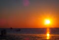 Sunset on ocean, view from Lantebung Mangrove Ecopark stock image