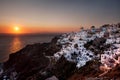 Sunset at Oia, Santorini Island, Greece Royalty Free Stock Photo