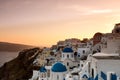The sunset at Oia village in Santorini island in Greece Royalty Free Stock Photo