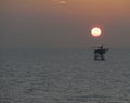 Sunset on oil rig platform, Natuna Sea Indonesia