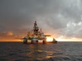 Sunset at oilrig