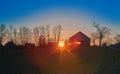 Sunset with Old Barn Royalty Free Stock Photo