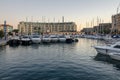 Sunset on the old dock of Savona in Liguria