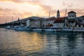 Sunset in the old town. Trogir. Croatia