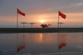 Sunset and one modern jet boat on the sand, Lima