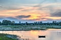 Sunset in Ooijpolder nature reserve Royalty Free Stock Photo