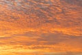 sunset with orange sky. Hot bright vibrant orange and yellow colors sunset sky. sunset with clouds Royalty Free Stock Photo