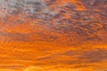 sunset with orange sky. Hot bright vibrant orange and yellow colors sunset sky. sunset with clouds Royalty Free Stock Photo