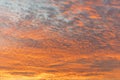 sunset with orange sky. Hot bright vibrant orange and yellow colors sunset sky. sunset with clouds Royalty Free Stock Photo