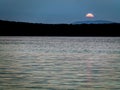 Sunset orange sun over the lake, autumn Royalty Free Stock Photo