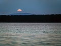 Sunset orange sun over the lake, autumn Royalty Free Stock Photo