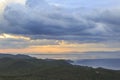 Sunset over Aegean sea from the mountains in datca Royalty Free Stock Photo