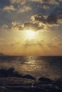 Sunset over Aegean sea