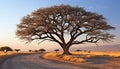 Sunset over the African savannah, a breathtaking landscape generated by AI Royalty Free Stock Photo