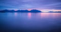 Sunset over alaska fjords on a cruise trip near ketchikan