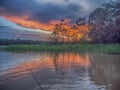 Sunset over Amazon Royalty Free Stock Photo