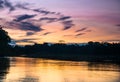 Sunset over Amazon river in Brazil Royalty Free Stock Photo