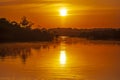 Sunset over Amazon river near Manaus in Brasil Royalty Free Stock Photo