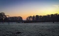 Sunset over amsterdam waterfront