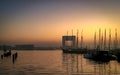 Sunset over amsterdam waterfront