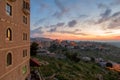 Sunset over the ancient city of Bethlehem. Photo of the Israeli city of Palestine during the trip. Royalty Free Stock Photo