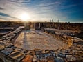 Sunset over the ancient roman city of Stobi in th