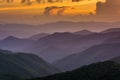 Sunset over the Appalachian Mountains from Caney Fork Overlook o Royalty Free Stock Photo