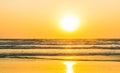 Sunset over Arabian sea, Indian ocean, on Arambol beach, Goa, In Royalty Free Stock Photo