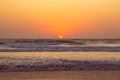 Sunset over Arabian sea, Indian ocean, on Arambol beach, Goa, In Royalty Free Stock Photo