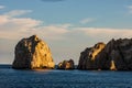 Sunset over the Arch at Land`s End, in Cabo San Lucas, Mexico, Baja California Royalty Free Stock Photo