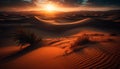 Sunset over the arid African landscape, a majestic striped mountain range generated by AI Royalty Free Stock Photo