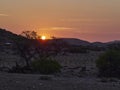 sunset over the arid landscape of the Kaokoveld Royalty Free Stock Photo