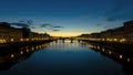 Sunset over Arno River in Florence, Italy Royalty Free Stock Photo