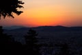 Sunset over Athens hills Royalty Free Stock Photo