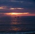 Sunset over Atlantic Ocean from Northern Coast of Portugal Royalty Free Stock Photo