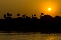 Sunset over Ayeyarwaddy river, Myanmar Royalty Free Stock Photo