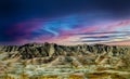 Sunset over Badlands National Park South Dakota Panorama Royalty Free Stock Photo