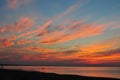 Sunset over Baltic Sea in Miedzyzdroje in Poland. Amazing red and orange clouds at sundown Royalty Free Stock Photo