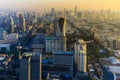 Before sunset over Bangkok city downtown areal view, Thailand