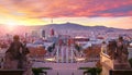 Sunset over Barcelona Spain Square of Evening Royalty Free Stock Photo