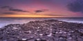 The Giant`s Causeway in Northern Ireland at sunset Royalty Free Stock Photo