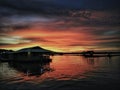 Sunset over Bayu Bay Floating Chalets in Kedah, Malaysia Royalty Free Stock Photo