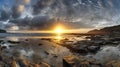 Sunset over the beach at Bude, Cornwall England UK Europe